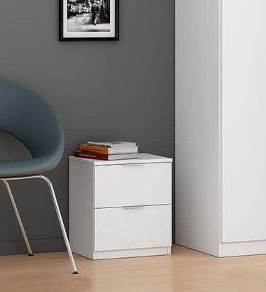 Elegant Nina Arctic White 2-Drawer Compact Bedside Cabinet for Modern Bedrooms - UK Luxury Furniture